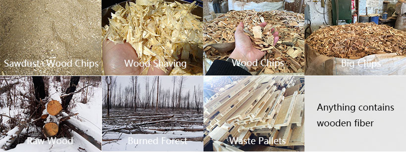 raw materials of sawdust wood pallet machine